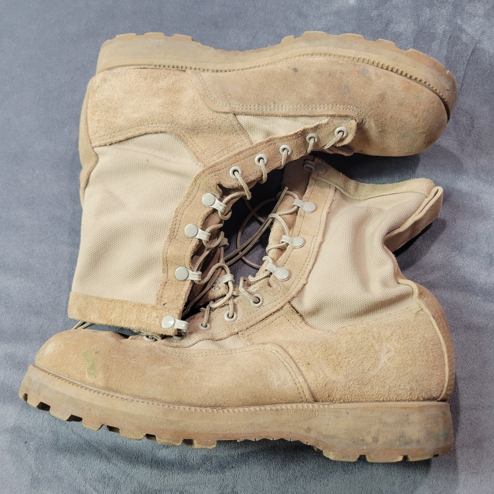 Belleville Mens‎ Tan Suede Canvas Combat Boots Vibram Sole Size 10R